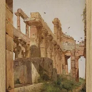 Jörgen Roed – Der Hera-Tempel in Paestum, Italien 1838  | Giclée Kunstdruck gerahmt