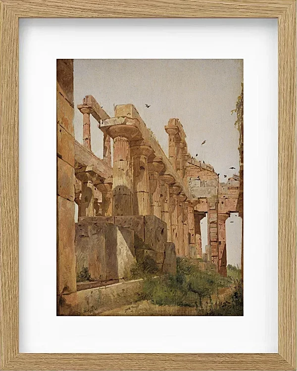 Jörgen Roed – Der Hera-Tempel in Paestum, Italien 1838  | Giclée Kunstdruck gerahmt