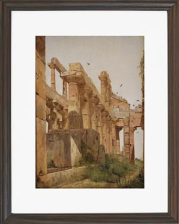Jörgen Roed – Der Hera-Tempel in Paestum, Italien 1838  | Giclée Kunstdruck gerahmt