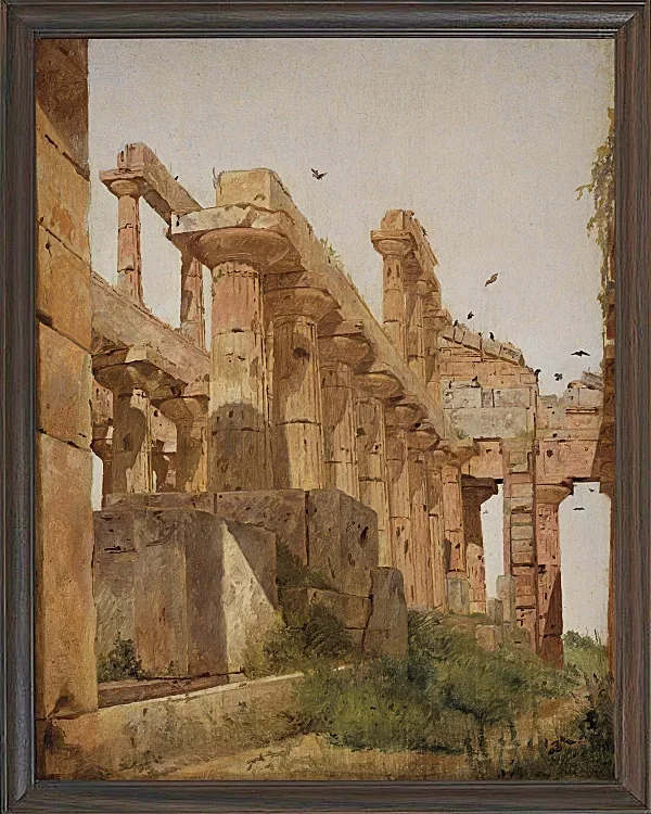 Jörgen Roed – Der Hera-Tempel in Paestum, Italien 1838  | Giclée Kunstdruck gerahmt