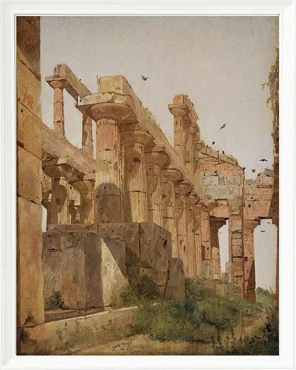 Jörgen Roed – Der Hera-Tempel in Paestum, Italien 1838  | Giclée Kunstdruck gerahmt