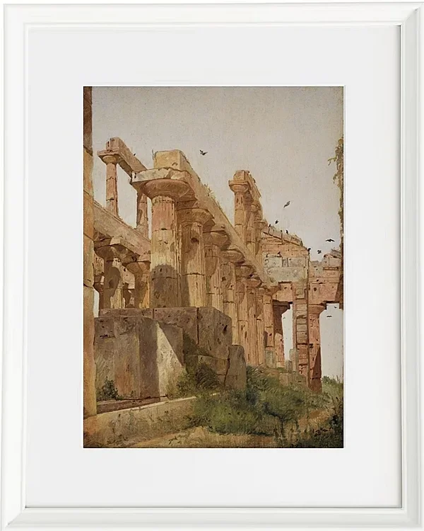 Jörgen Roed – Der Hera-Tempel in Paestum, Italien 1838  | Giclée Kunstdruck gerahmt