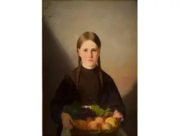 Jörgen Roed | Ein Mädchen mit einem Korb voller Früchte - 1835 | Gerahmter Kunstdruck | Goldenes Zeitalter Dänemark | formida