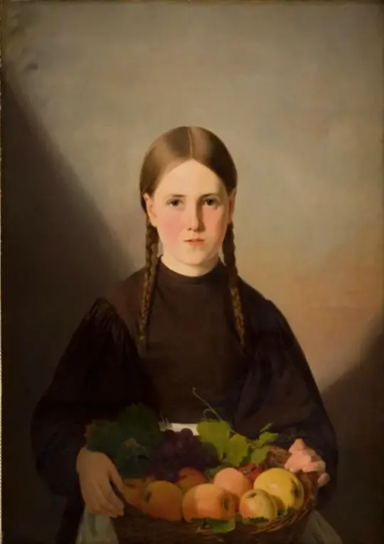Jørgen Roed | En pige med en kurv fuld af frugt - 1835 | Indrammet kunsttryk | Danmarks Guldalder | formida