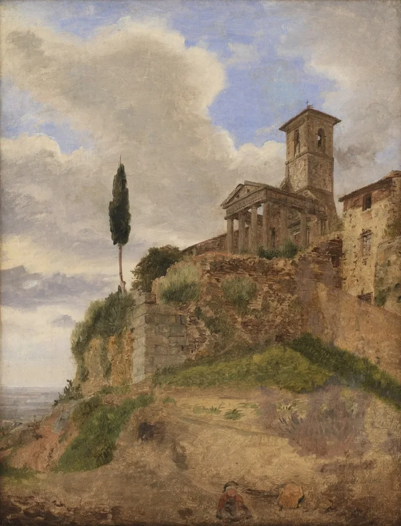 Jörgen Roed – Der Herkules-Tempel in Cori 1838  | Giclée Kunstdruck gerahmt