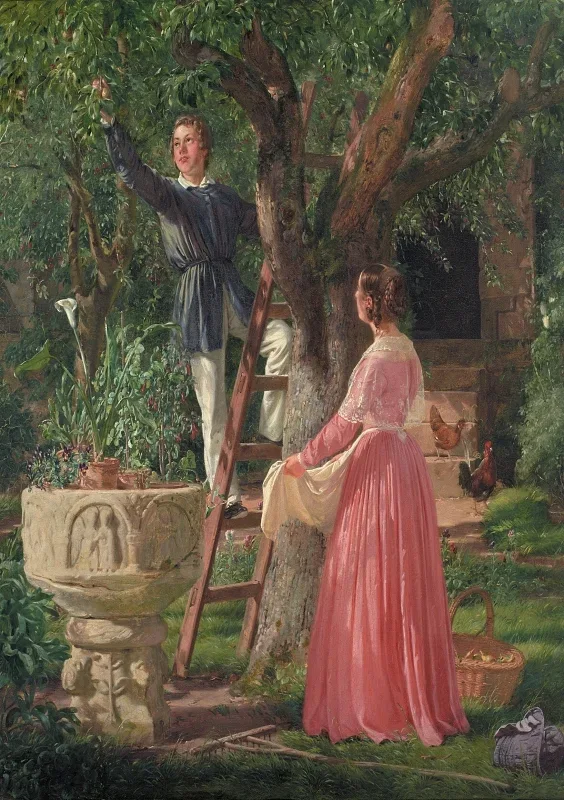Jörgen Roed | Der Garten mit dem alten Taufbecken – 1850 | Gerahmter Kunstdruck | Goldenes Zeitalter Dänemark | formida