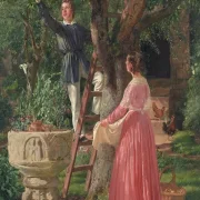 Jörgen Roed | Der Garten mit dem alten Taufbecken – 1850 | Gerahmter Kunstdruck | Goldenes Zeitalter Dänemark | formida