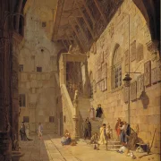 Jörgen Roed – Der Innenhof des Palazzo del Bargello. Florenz 1842  | Giclée Kunstdruck gerahmt