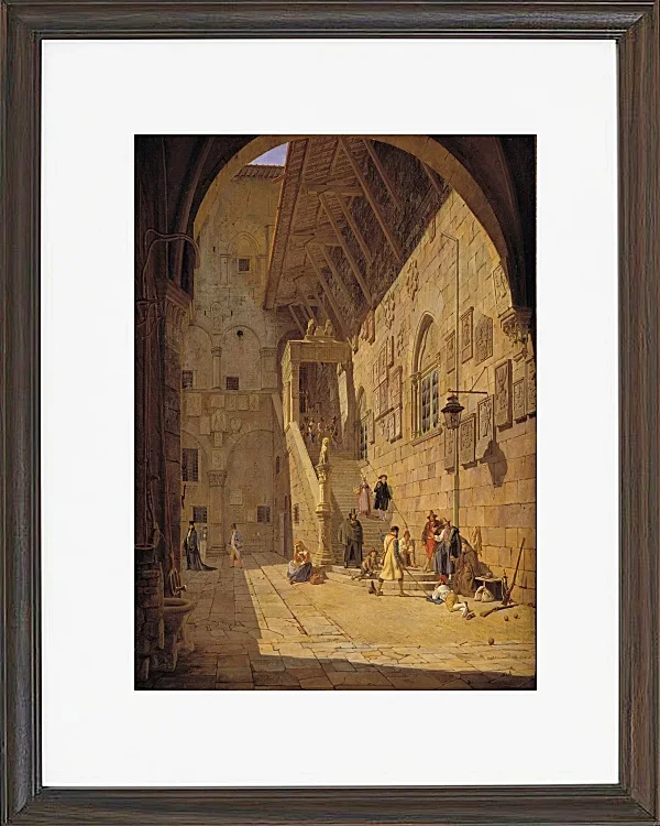 Jörgen Roed – Der Innenhof des Palazzo del Bargello. Florenz 1842  | Giclée Kunstdruck gerahmt