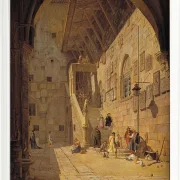 Jörgen Roed – Der Innenhof des Palazzo del Bargello. Florenz 1842  | Giclée Kunstdruck gerahmt