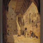 Jörgen Roed – Der Innenhof des Palazzo del Bargello. Florenz 1842  | Giclée Kunstdruck gerahmt