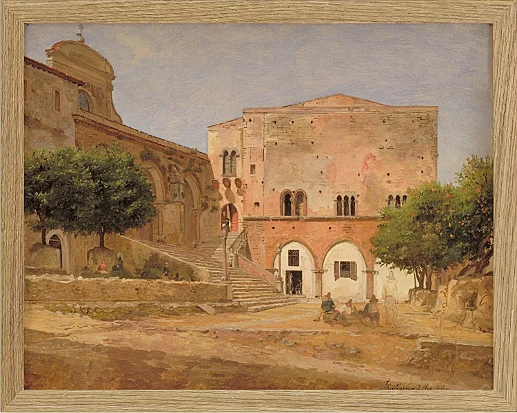 Jörgen Roed – Der Marktplatz in Priverno 1838 | Giclée Kunstdruck gerahmt