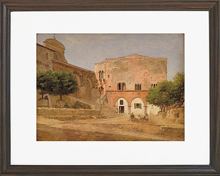 Jörgen Roed – Der Marktplatz in Priverno 1838 | Giclée Kunstdruck gerahmt