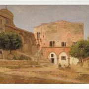 Jörgen Roed – Der Marktplatz in Priverno 1838 | Giclée Kunstdruck gerahmt