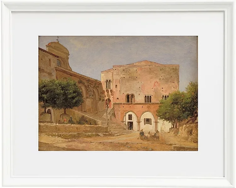 Jörgen Roed – Der Marktplatz in Priverno 1838 | Giclée Kunstdruck gerahmt