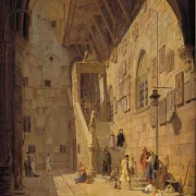 Jörgen Roed | Der Innenhof des Palazzo del Bargello. Florenz - 1842 | Gerahmter Kunstdruck | Goldenes Zeitalter Dänemark | formida