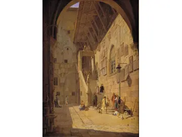 Jörgen Roed | Der Innenhof des Palazzo del Bargello. Florenz - 1842 | Gerahmter Kunstdruck | Goldenes Zeitalter Dänemark | formida