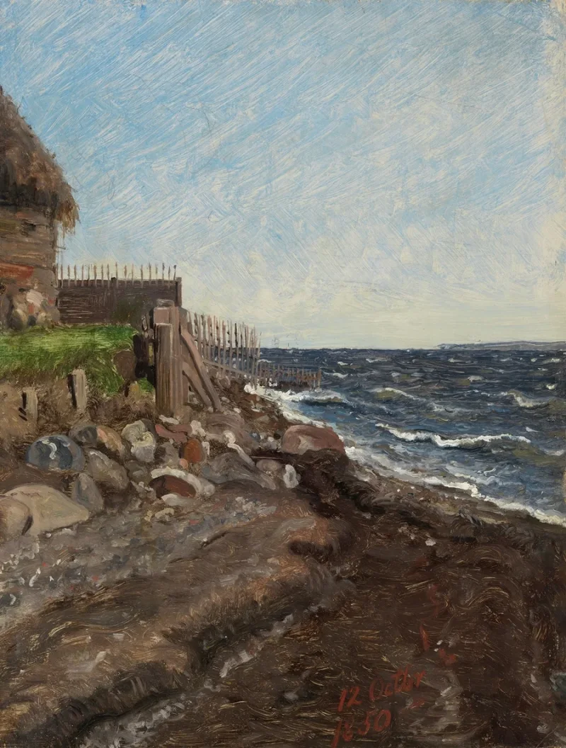 Jörgen Roed – Die Küste bei Hellebæk 1850 | Giclée Kunstdruck gerahmt