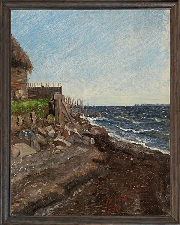 Jörgen Roed – Die Küste bei Hellebæk 1850 | Giclée Kunstdruck gerahmt