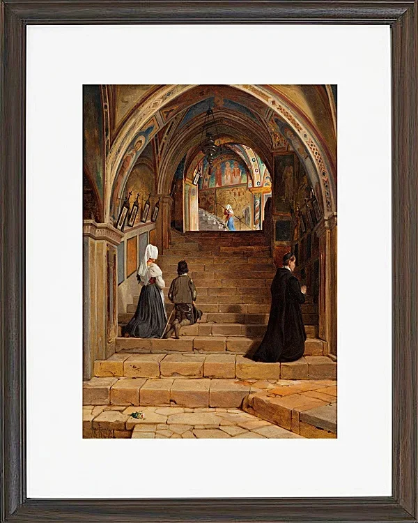 Jörgen Roed – Die Scala Santa im Kloster San Benedetto bei Subiaco 1857 | Giclée Kunstdruck gerahmt