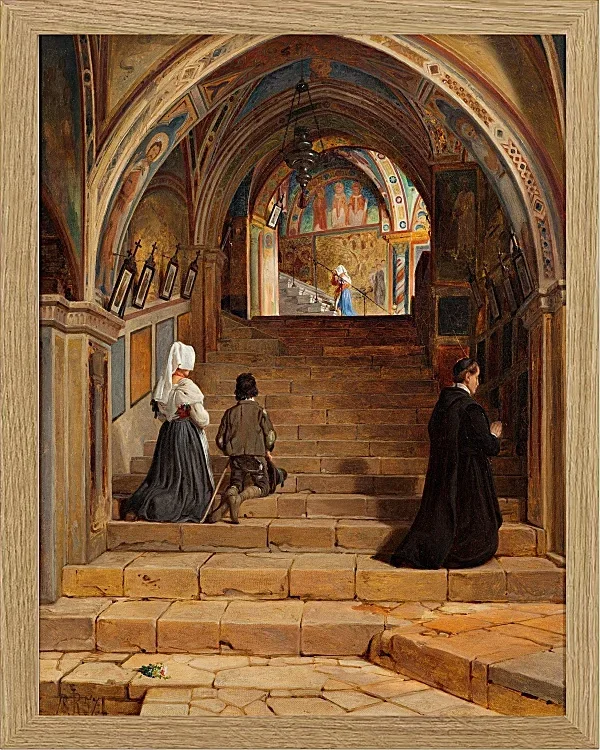Jörgen Roed – Die Scala Santa im Kloster San Benedetto bei Subiaco 1857 | Giclée Kunstdruck gerahmt