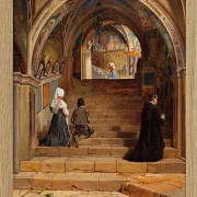 Jörgen Roed – Die Scala Santa im Kloster San Benedetto bei Subiaco 1857 | Giclée Kunstdruck gerahmt