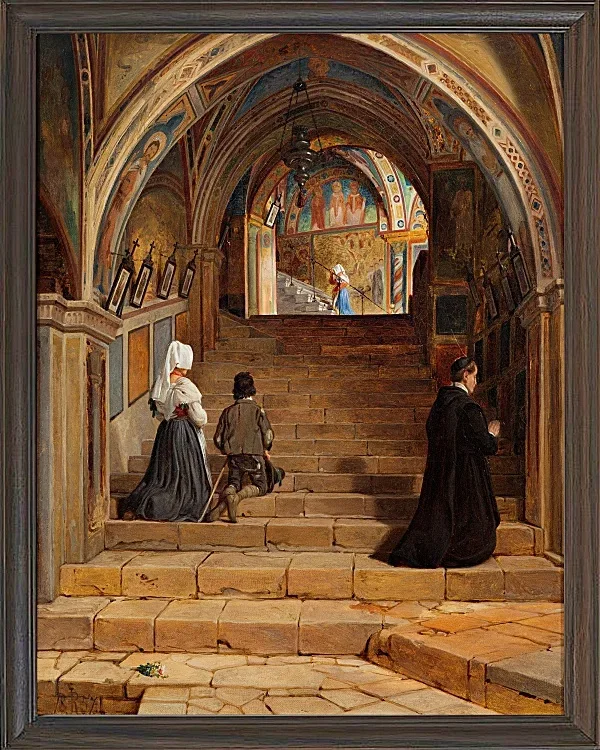 Jörgen Roed – Die Scala Santa im Kloster San Benedetto bei Subiaco 1857 | Giclée Kunstdruck gerahmt
