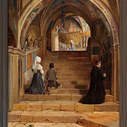 Jörgen Roed – Die Scala Santa im Kloster San Benedetto bei Subiaco 1857 | Giclée Kunstdruck gerahmt