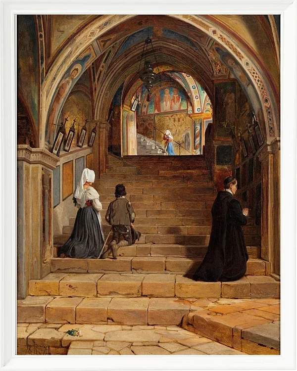 Jörgen Roed – Die Scala Santa im Kloster San Benedetto bei Subiaco 1857 | Giclée Kunstdruck gerahmt