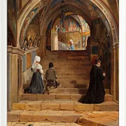 Jörgen Roed – Die Scala Santa im Kloster San Benedetto bei Subiaco 1857 | Giclée Kunstdruck gerahmt