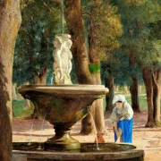 Jörgen Roed | Szene aus dem Garten der Villa Borghese in Rom – 1839 | Gerahmter Kunstdruck | Goldenes Zeitalter Dänemark | formida