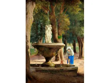 Jörgen Roed | Szene aus dem Garten der Villa Borghese in Rom – 1839 | Gerahmter Kunstdruck | Goldenes Zeitalter Dänemark | formida
