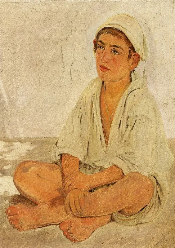 Jörgen Roed | Sitzender neapolitanischer Junge - 1838 | Gerahmter Kunstdruck | Goldenes Zeitalter Dänemark | formida