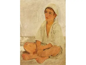 Jörgen Roed | Sitzender neapolitanischer Junge - 1838 | Gerahmter Kunstdruck | Goldenes Zeitalter Dänemark | formida