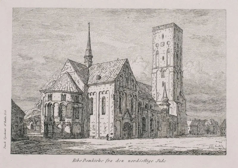 Jørgen Roed | Ribe Domkirke - 1842 | Indrammet kunsttryk | Danmarks Guldalder | formida