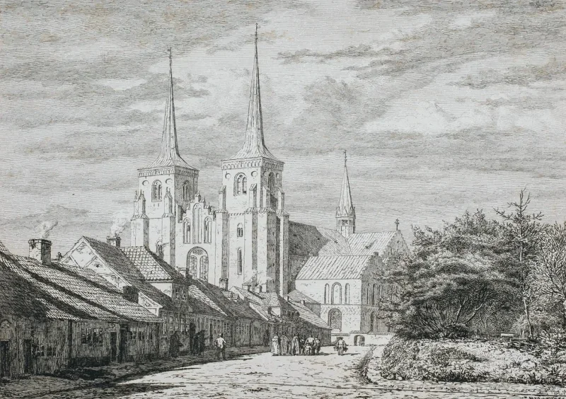 Jørgen Roed | Roskilde Domkirke - 1837 | Indrammet kunsttryk | Danmarks Guldalder | formida