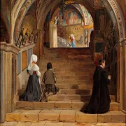 Jörgen Roed | Die Scala Santa im Kloster San Benedetto bei Subiaco – 1857 | Gerahmter Kunstdruck | Goldenes Zeitalter Dänemark | formida