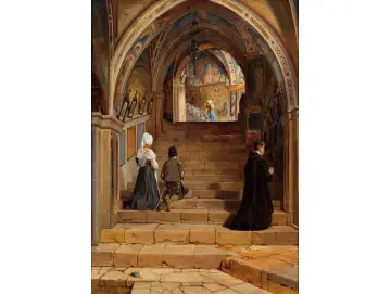 Jörgen Roed | Die Scala Santa im Kloster San Benedetto bei Subiaco – 1857 | Gerahmter Kunstdruck | Goldenes Zeitalter Dänemark | formida