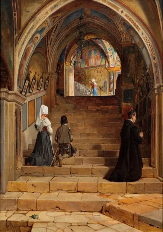 Jørgen Roed | Scala Santa ved klosteret San Benedetto nær Subiaco - 1857 | Indrammet kunsttryk | Danmarks Guldalder | formida
