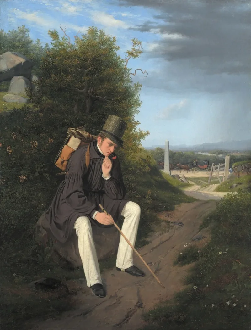 Jörgen Roed – Ein Künstler ruht am Straßenrand 1832 | Giclée Kunstdruck gerahmt