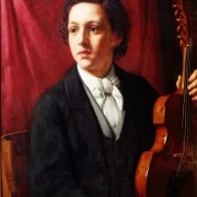 Jörgen Roed | Eine junge Musikerin mit ihrer Geige – 1854 | Gerahmter Kunstdruck | Goldenes Zeitalter Dänemark | formida