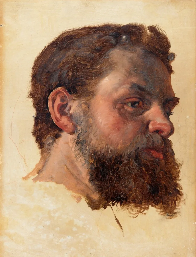 Jörgen Roed – Ein bärtiger Mann 1841 | Giclée Kunstdruck gerahmt