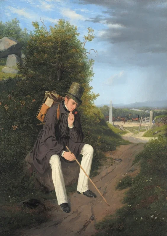 Jörgen Roed | Ein Künstler ruht am Straßenrand – 1832 | Gerahmter Kunstdruck | Goldenes Zeitalter Dänemark | formida