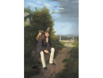 Jörgen Roed | Ein Künstler ruht am Straßenrand – 1832 | Gerahmter Kunstdruck | Goldenes Zeitalter Dänemark | formida