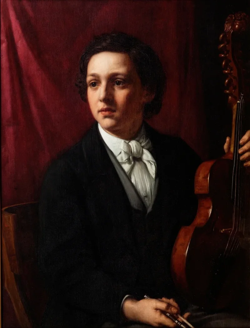 Jörgen Roed – Eine junge Musikerin mit ihrer Geige 1854 | Giclée Kunstdruck gerahmt
