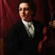 Jörgen Roed – Eine junge Musikerin mit ihrer Geige 1854 | Giclée Kunstdruck gerahmt
