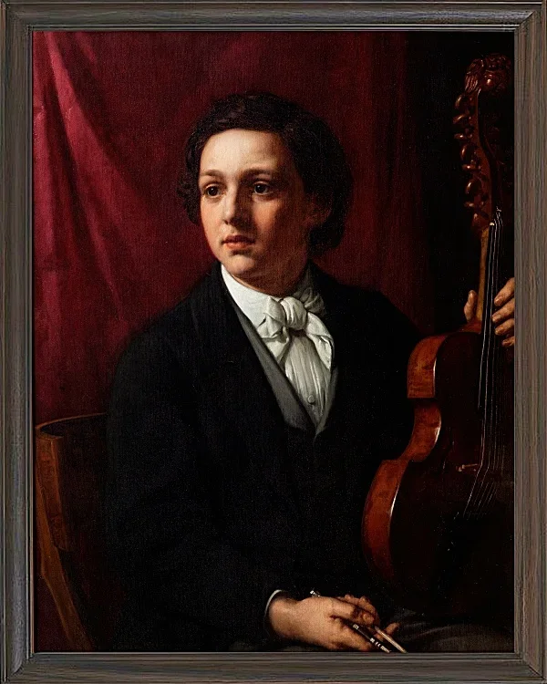 Jörgen Roed – Eine junge Musikerin mit ihrer Geige 1854 | Giclée Kunstdruck gerahmt