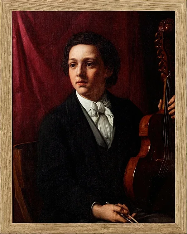 Jörgen Roed – Eine junge Musikerin mit ihrer Geige 1854 | Giclée Kunstdruck gerahmt