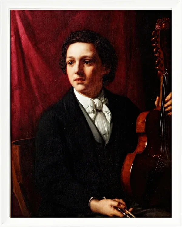 Jörgen Roed – Eine junge Musikerin mit ihrer Geige 1854 | Giclée Kunstdruck gerahmt