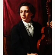 Jörgen Roed – Eine junge Musikerin mit ihrer Geige 1854 | Giclée Kunstdruck gerahmt
